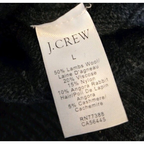 J Crew Sweater Mens L Grey 1/4 Zip Lambswool Angora Rabbit Cashmere Cable Knit - Picture 8 of 8